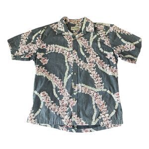 Vintage Cooke Street Mens Large Hawaiian Shirt Reverse Print Floral Made In‎ USA